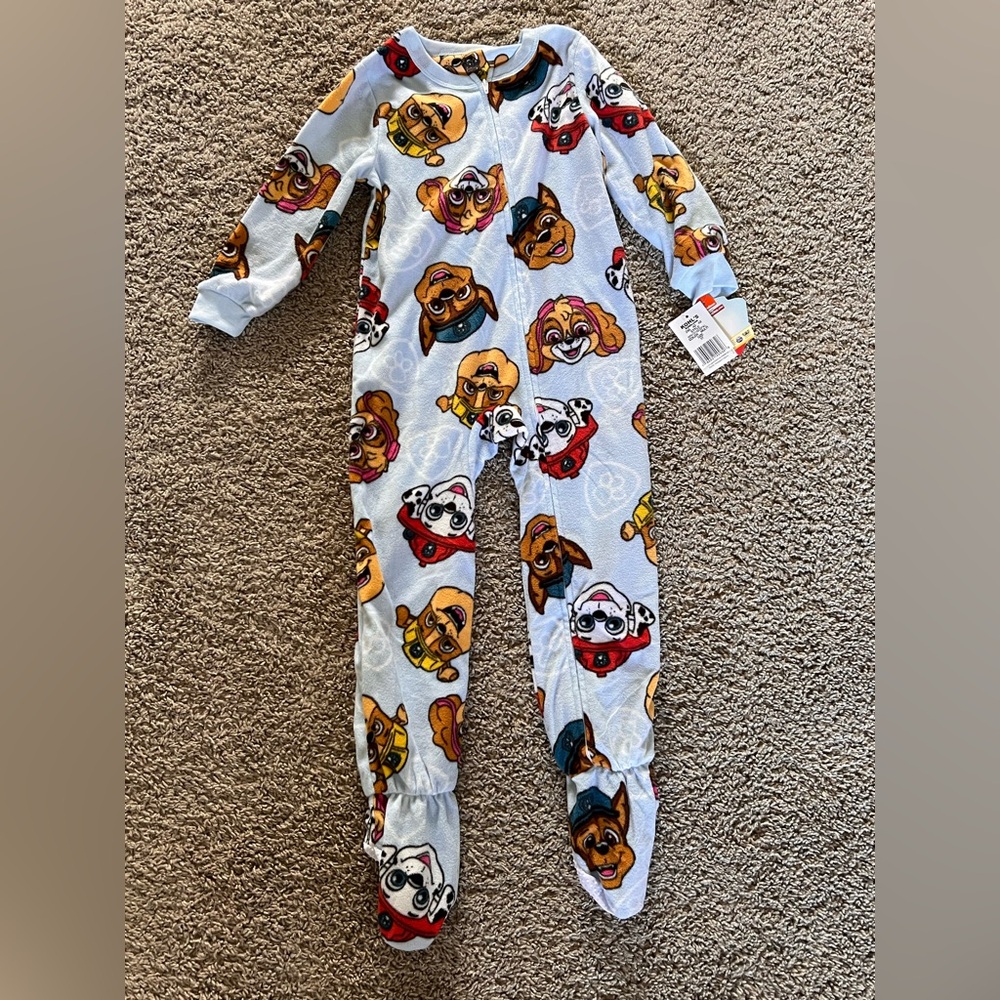 Paw Patrol Kids Footie Pajama - Light Blue with Multicolor Characters